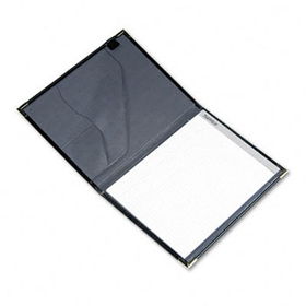 Samsill 70010 - Pad Holder, Leather Look w/Brass Corners, Writing Pad, Pockets, Blacksamsill 