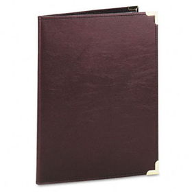 Samsill 70014 - Pad Holder, Leather Look w/Brass Corners, Writing Pad, Pockets, Burgundy