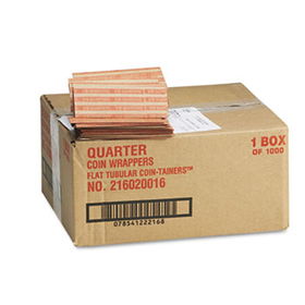 Pop-Open Flat Paper Coin Wrappers, Quarters, $10, 1000 Wrappers/Boxmmf 