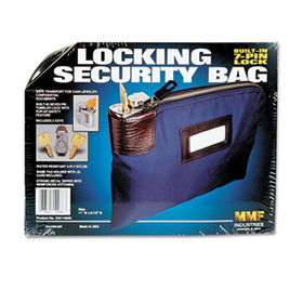 Seven-Pin Security/Night Deposit Bag w/2 Keys, Nylon, 8 1/2 x 11, Navymmf 