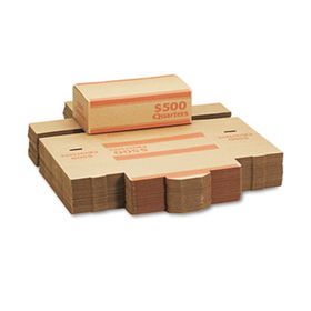 Corrugated Cardboard Coin Transport Box, Lock, Orange, 50 Boxes/Carton