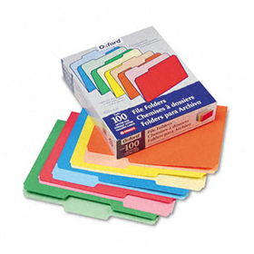 Two-Tone File Folders, 1/3 Cut Top Tab, Letter, Assorted Colors, 100/Box