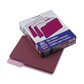 Two-Tone File Folder, 1/3 Cut Top Tab, Letter, Burgundy/Light Burgundy, 100/Box