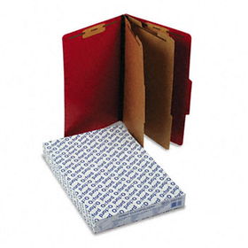 Pressguard Classification Folders, Legal, 2 Dividers/6 Section, Scarlet, 10/Boxpendaflex 