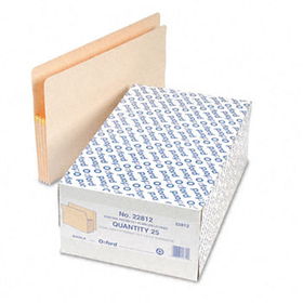 Reinforced End Tab File Pockets, 3.5"" Exp., Straight Cut, Manila, Legal, 25/Box