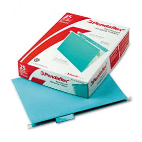 Reinforced Hanging Folders, 1/5 Tab, Letter, Aqua, 25/Boxpendaflex 