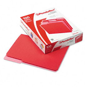 Interior File Folders, 1/3 Cut Top Tab, Letter, Red, 100/Box