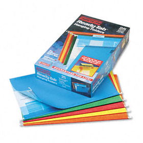 Ready-Tab Lift Tab Reinforced Hanging Folders, 1/5 Tab, Legal, Asst, 25/Boxpendaflex 