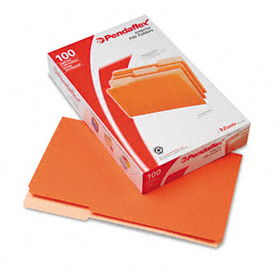 Interior File Folders, 1/3 Cut Top Tab, Legal, Orange, 100/Box