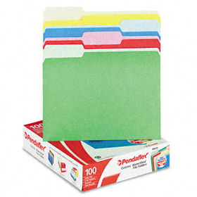 CutLess/WaterShed File Folders, 1/3 Cut Top Tab, Letter, Assorted, 100/Box