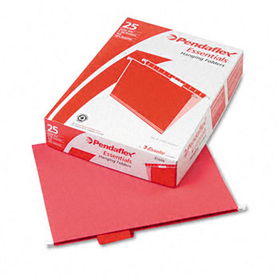 Hanging File Folders, 1/5 Tab, Letter, Red, 25/Box