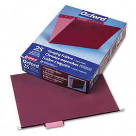 Hanging File Folders, 1/5 Tab, Letter, Burgundy, 25/Box