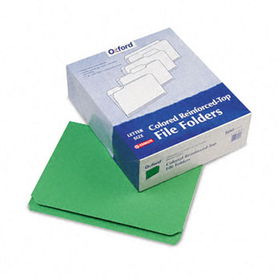 Reinforced Top Tab File Folders, Straight Cut, Letter, Bright Green, 100/Box