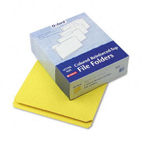 Reinforced Top Tab File Folders, Straight Cut, Letter, Yellow, 100/Box