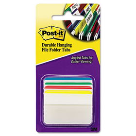 Durable Hanging File Tabs, 2 x 1 1/2, Striped, Assorted Colors, 24/Pack