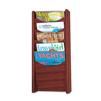 Solid Wood Wall-Mount Literature Display Rack, 11-1/4w x 3-3/4d x 24h, Mahogany