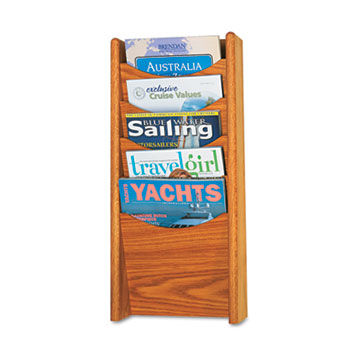 Solid Wood Wall-Mount Literature Display Rack, 11-1/4 x 3-3/4 x 24, Medium Oaksafco 