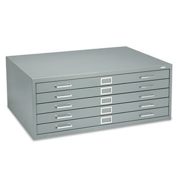 Five-Drawer Steel Flat File, 40-1/2w x 29-1/2d x 16-1/2h, Gray