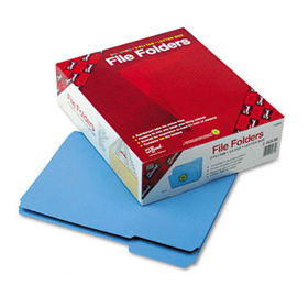 File Folders, 1/3 Cut, Reinforced Top Tab, Letter, Blue, 100/Boxsmead 