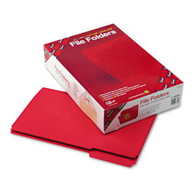 File Folders, 1/3 Cut, Reinforced Top tab, Legal, Red, 100/Boxsmead 