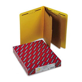 Pressboard End Tab Classification Folders, Letter, Six-Section, Yellow, 10/Box