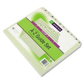 Recycled Top Tab File Guides, Alpha, 1/5 Tab, Pressboard, Letter, 25/Set