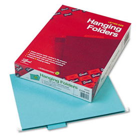 Hanging File Folders, 1/5 Tab, 11 Point Stock, Letter, Aqua, 25/Boxsmead 