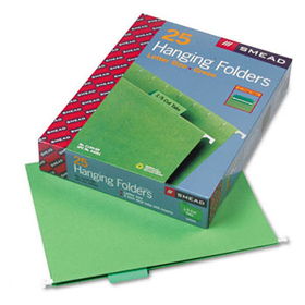 Hanging File Folders, 1/5 Tab, 11 Point Stock, Letter, Bright Green, 25/Boxsmead 