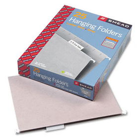 Hanging File Folders, 1/5 Tab, 11 Point Stock, Letter, Gray, 25/Boxsmead 