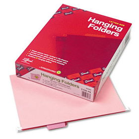 Hanging File Folders, 1/5 Tab, 11 Point Stock, Letter, Pink, 25/Boxsmead 