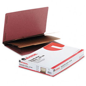 Pressboard End Tab Classification Folders, Legal, Six-Section, Red, 10/Box