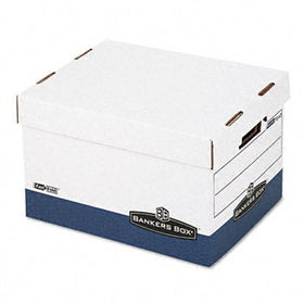 R-Kive Max Storage Box, Letter/Legal, Locking Lid, White/Blue, 4/Cartonbankers 