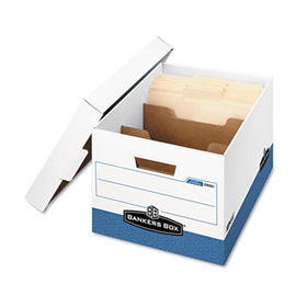 R-Kive Maximum Strength Storage Box, Letter/Lgl, Locking Lid, White/Blue, 12/Ctnbankers 