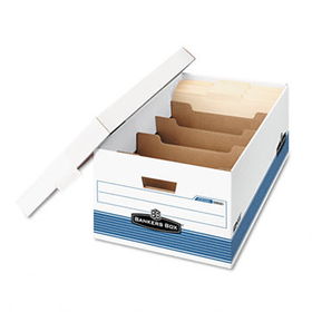 Stor/File Extra Strength Storage Box, Legal, Locking Lid, White/Blue, 12/Cartonbankers 