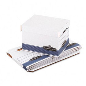 Quick/Stor Storage Box, Letter/Legal, Locking Lid, White/Blue, 4/Cartonbankers 