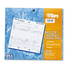 TOPS 38411 - Snap-Off Bill of Lading, 8-1/2 x 7, Three-Part Carbonless, 50 Forms