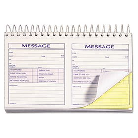 Spiralbound Message Book, 4 1/4 x 5, Carbonless Duplicate, 200 Sets/Booktops 