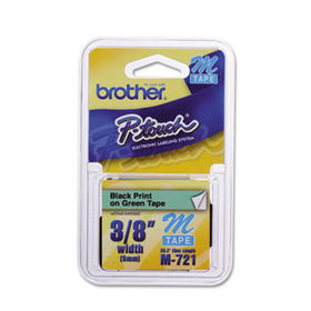 Brother P-Touch M721 - M Series Tape Cartridge for P-Touch Labelers, 3/8w, Black on Greenbrother 