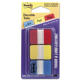 Durable File Tabs, 1 x 1 1/2, Assorted Standard Colors, 66/Pack