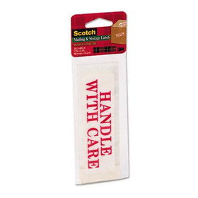 Scotch 8046PD - Handle With Care Shipping Labels , 2 x 6, Red/White, 25 Labels/Padscotch 