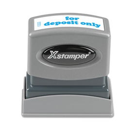 Xstamper ECO-GREEN 1333 - Title Message Stamp, for DEPOSIT ONLY, Pre-Inked/Re-Inkable, Bluexstamper 