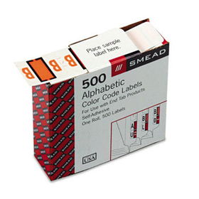 A-Z Color-Coded Bar-Style End Tab Labels, Letter B, Light Orange, 500/Roll