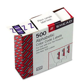 A-Z Color-Coded Bar-Style End Tab Labels, Letter Z, Lavender, 500/Roll