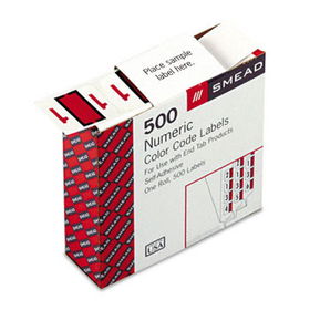 Single Digit End Tab Labels, Number 1, Red-on-White, 500/Rollsmead 