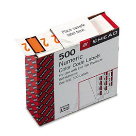 Single Digit End Tab Labels, Number 2, Light Orange-on-White, 500/Rollsmead 