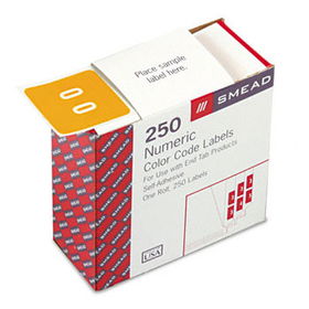 Single Digit End Tab Labels, Number 0, White-on-Yellow, 250/Rollsmead 