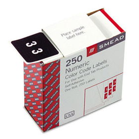 Single Digit End Tab Labels, Number 3, White-on-Purple, 250/Rollsmead 