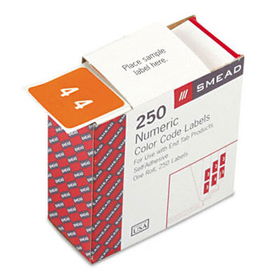 Single Digit End Tab Labels, Number 4, White-on-Orange, 250/Rollsmead 