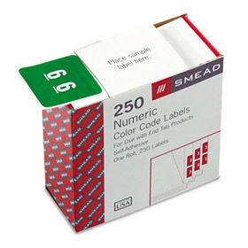 Single Digit End Tab Labels, Number 6, White-on-Green, 250/Rollsmead 