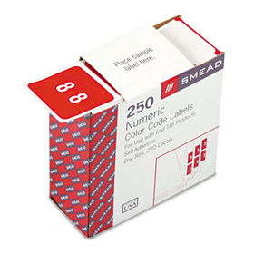 Single Digit End Tab Labels, Number 8, White-on-Red, 250/Rollsmead 